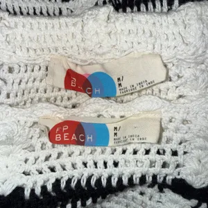 Free People Beach Crochet Set Women Medium Ivory Black Good Striped 2-Piece thumbnail 13