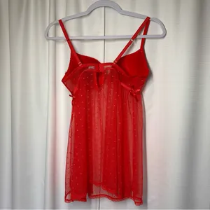 Daisy Negligie Red Sexy Sheer Lace M Babydoll Top Fairy Nightgown Lingerie Y2K thumbnail 7