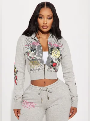 Ed Hardy Rose and Sword Full Zip Hoodie XS thumbnail 1