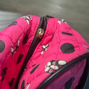 Betsey‎ Johnson Pink French Bulldog Polka Dot Quilted Duffel Bag Weekend Travel thumbnail 10