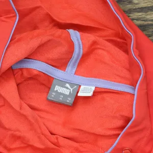 Puma Womens Mesh Front Athletic Cropped Hoodie Sweatshirt Red Orange XL thumbnail 3