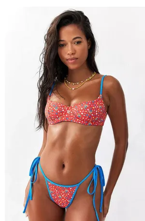 NWT Frankie’s bikinis cola underwire bra in seaside farm- Size Small thumbnail 2
