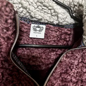 SHERPA Faux Fur KATYDID pullover sweatshirt Pink 1/4 Zip sweater Size L thumbnail 6