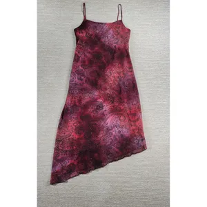 My Michelle Asymmetrical Slip Dress Large Red Glitter Y2K Paisley Fairy Grunge thumbnail 11