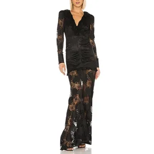 Revolve x ALEXIS Lucasta Lace-Detailed Deep V Maxi Dress Small Whimsical Goth‎ thumbnail 10