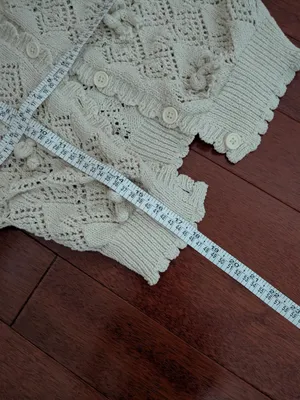 Zara Cream Crochet 3D Floral Cropped Cardigan Size Small thumbnail 5