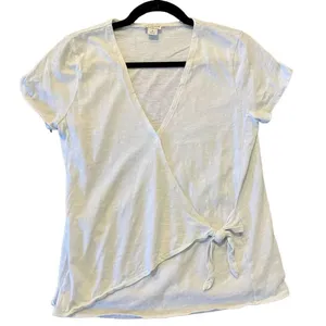 🚨 SALE ‼️ J.crew white wrap tie front short sleeve top thumbnail 1