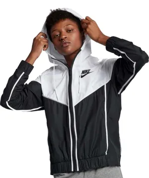Nike Sportswear Windrunner women's white& black jacket size XS. thumbnail 1