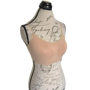 Rene Rofe Nude Padded Bra Size Small Sports Pleated Stretch Activewear Gym thumbnail 3
