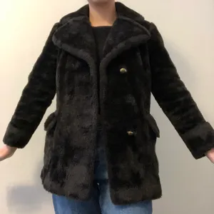 vintage sear’s brown/black fur pea coat thumbnail 1