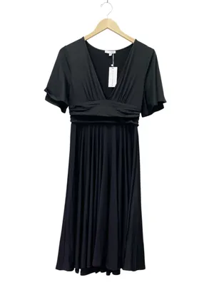 NWT Baltic Born Janette Midi Dress Size Medium Black Flutter Sleeve Ruched Waist thumbnail 2