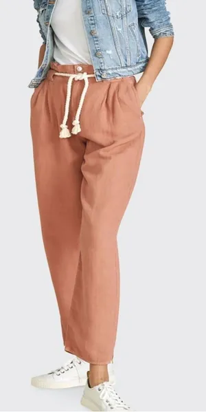 Veronica Beard Karter Paperbag Linen Belted High Rise‎ Straight Leg Pants Sz 4 thumbnail 1