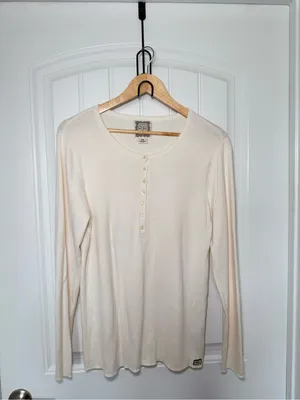 Original Ralph Lauren Polo Jeans Ribbed Henley Top Granola Girl Minimalist thumbnail 4