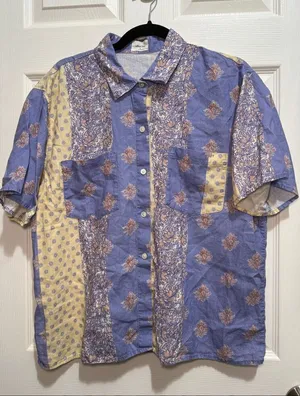 Aritzia Wilfred linen paisley button up shirt M thumbnail 1