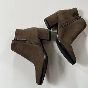 Franco Sarto Womens Casual Leather Ankle Boots Brown Booties Size 6M thumbnail 5
