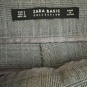 Zara Basic Gray Plaid Ruffle Pockets High Waist Straight Leg Pants SZ S #2010 thumbnail 7