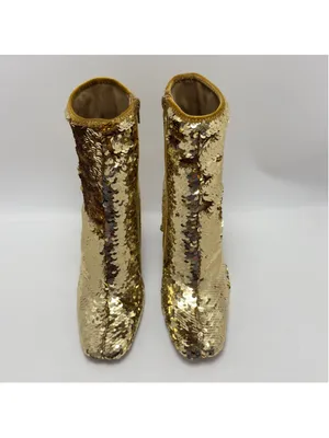 Steve Madden Georgia Gold Sequin Side Zip Ankle Boots Size 6 thumbnail 8