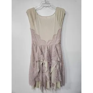 Free People Eyelash Lace Ruffle Sheer Mesh Mini Dress Size M. A35 thumbnail 3