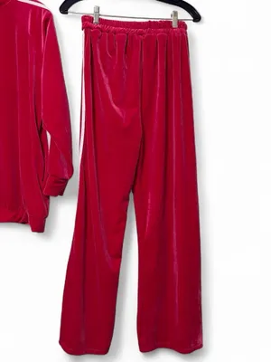 NWOT Uzbek Asian style fushia hot pink velour two piece tracksuit thumbnail 4