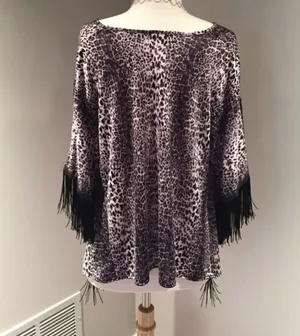 Anthropologie Cheetah Print Poncho with Fringe thumbnail 2