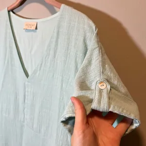 Nomad The Label Mint Green Cotton V-Neck Maxi Dress with Pockets Women's Small thumbnail 4