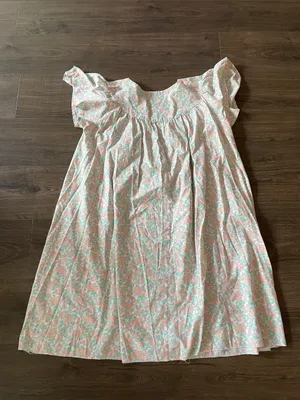 Vintage Handmade Pastel Floral Print Nightgown House Dress, Size Medium *flaw thumbnail 5
