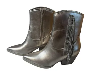 Oasis Society The Rowan Rhinestone‎ Fringe Cowgirl Boot Champagne Size 6 Concert thumbnail 1