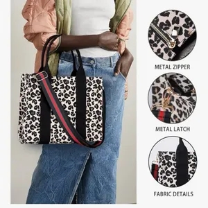 Leopard Print Tote Bag with Black Accents thumbnail 4