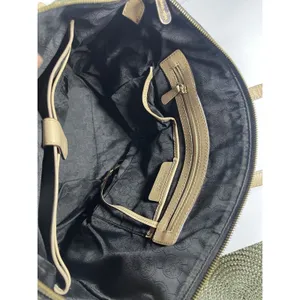 Michael Kors MK Logo Black Tote Bag Zip Gold Beige Straps Dust Bag thumbnail 9