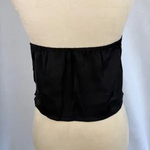 Black Satin Faux Pearl Halter Top Cropped Cowl Neck Evening Blouse Small Chic‎ thumbnail 4