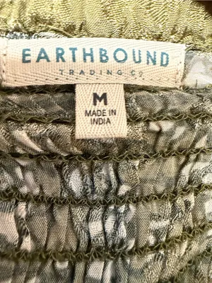 Earthbound Olive Paisley Split Leg Palazzo Pants Boho Festival Medium Hippie thumbnail 8