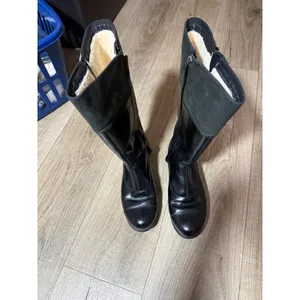 Title: UGG Barolo Tall Black Leather Shearling-Lined Moto Boots Women's 9.5 thumbnail 6