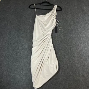 Ten by Babaton Vertigo Mini Dress Matte Pearl One Shoulder Ruched 114001 S thumbnail 2