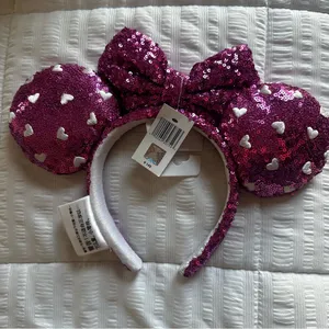Disney Pink Sequin Minnie Mouse Ears Headband thumbnail 2