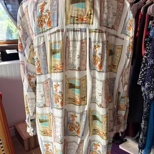Long Sleeve Button-Down Shirt with Window and Orange Print 1X thumbnail 4