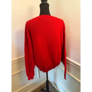 Vtg Jantzen Tomato Red Wool Knit Crewneck Sweater Vibrant Minimalist Pullover thumbnail 6