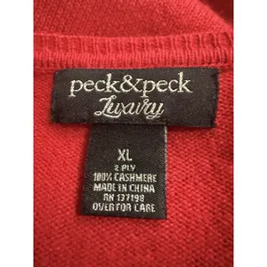Peck And Peck Luxury Womens Size Xl Red V Neck 2 Ply‎ 100% Cashmere Sweater thumbnail 3