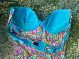 Rainbow floral lace bra top slip nightie, size 1X thumbnail 6