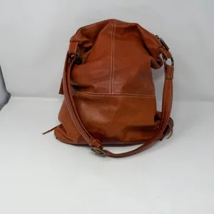Avorio Italian Leather Tassel Shoulder Bag Orange Boho Womens Large thumbnail 4