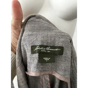 Eddie Bauer Womens Blazer 4 Light Gray Cotton Career Preppy Academic Earthy thumbnail 2