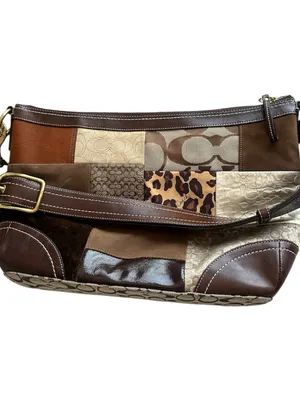 Vintage Y2K Coach Signature Patchwork Leopard Suede Hobo Shoulder Bag thumbnail 2