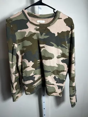 P167. mile(s) by Madewell Camo Crewneck Sweatshirt - Olive & Tan small thumbnail 1