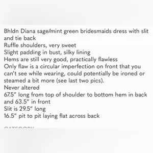 Bhldn Diana Sage green mint gown ruffle slit med thumbnail 16