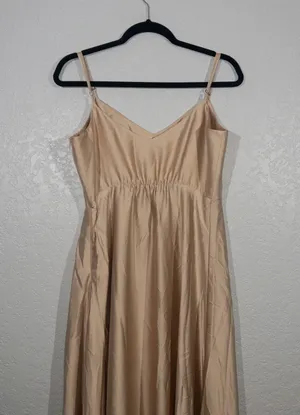 Show Me Your Mumu New Champagne Luxe Satin Faith Maxi Dress Size Large thumbnail 9