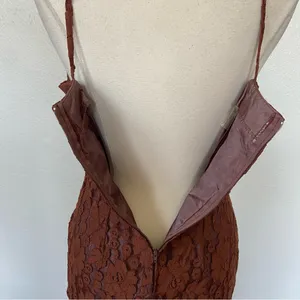 Vintage 70s 80s Brown Lace Sleeveless Sheath Cocktail Dress thumbnail 10