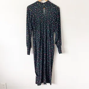 Dancing Leopard Dove Black Abstract Print Long Sleeve Bodycon Stretch Midi Dress thumbnail 8
