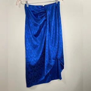 Ronny Kobo Miranda jacquard satin blue midi skirt Medium thumbnail 3