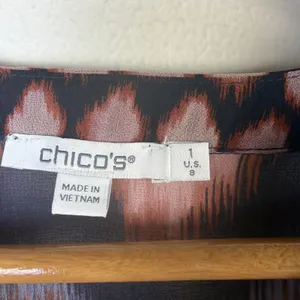 Chico's shirt womens 1 US 8 ikat sheer medium victorian cottagecore career thumbnail 7