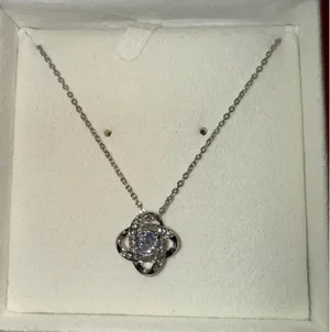 Silver diamond necklace with light showcasing gift box thumbnail 2