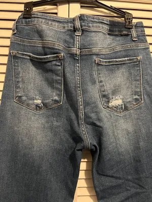Risen Jeans Womens 11/30 Blue Mid Rise Crop Straight Distressed RDP5301 thumbnail 9